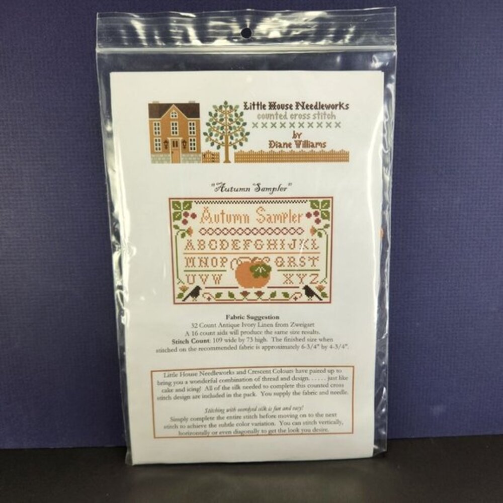Little House‎ Needleworks Autumn Sampler Fall Cross Stitch Chart and Silk New
